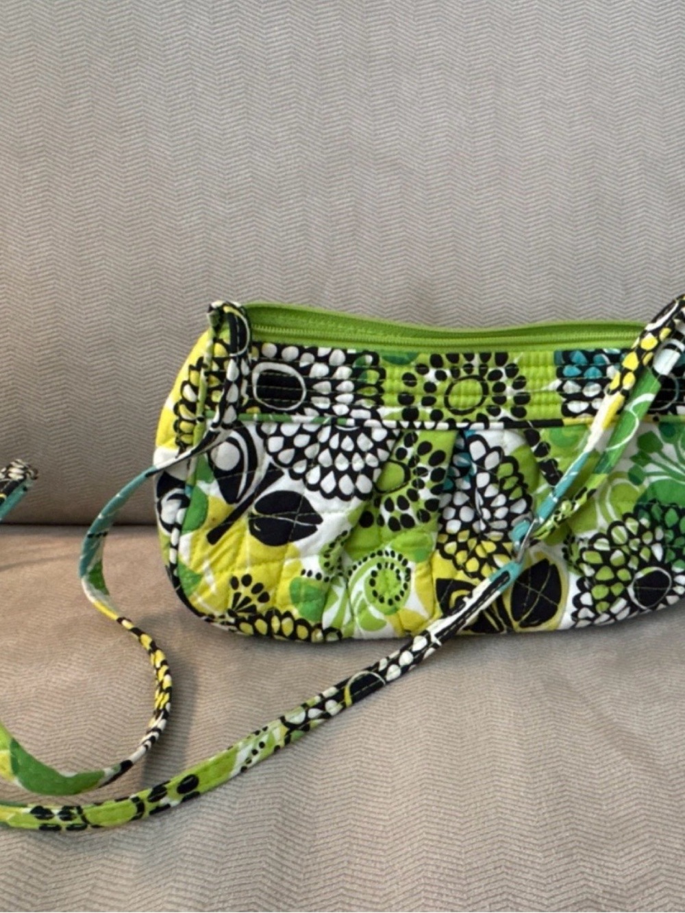 Vera Bradley Green Floral Quilted Crossbody
